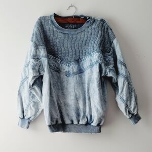Pasta blue women's sweater‎ round neck vintage look size S